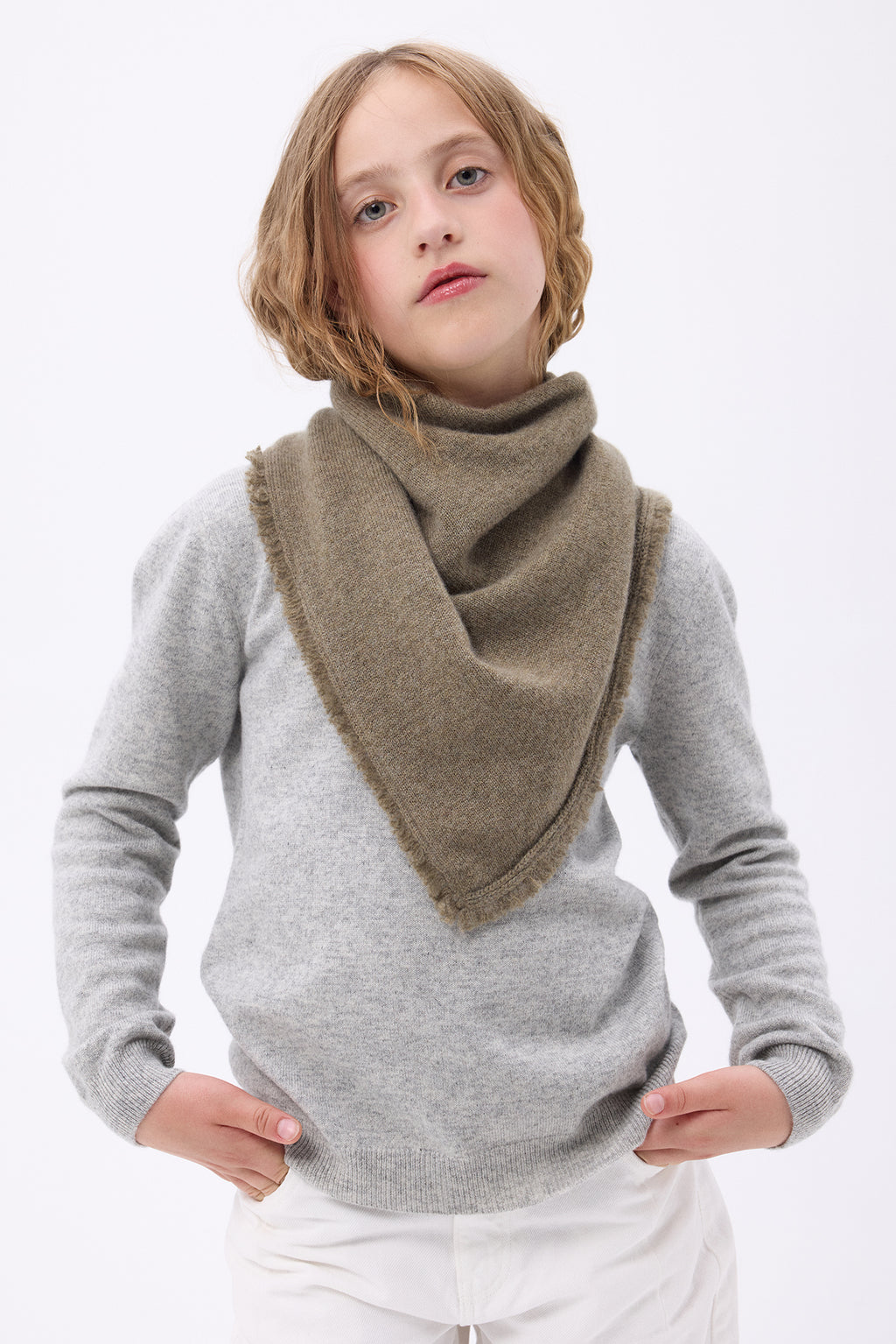 Bufanda bandana triangular lisa unisex Bandana Irma - Verde caqui - Niño