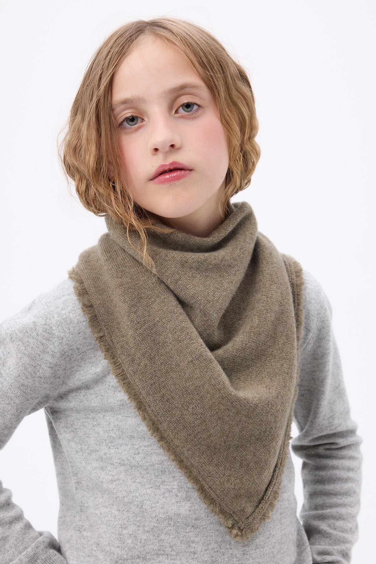 Bufanda bandana triangular lisa unisex Bandana Irma - Verde caqui - Niño