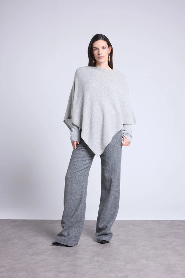 Cappa Poncho Isadora - Grigio Chiaro - Donna - 100% Cashmere