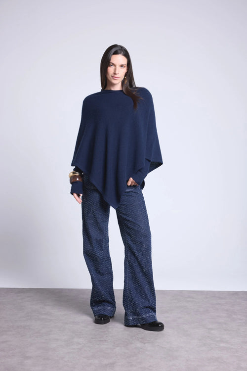 Cape Poncho Isadora - Bleu Marine - Femme