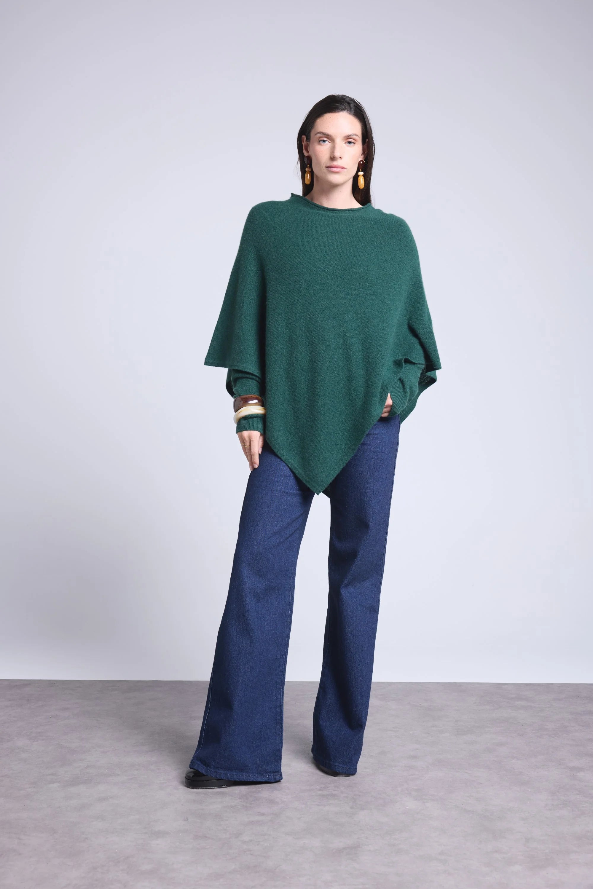 Isadora Poncho Cape - Bottle Green - Women