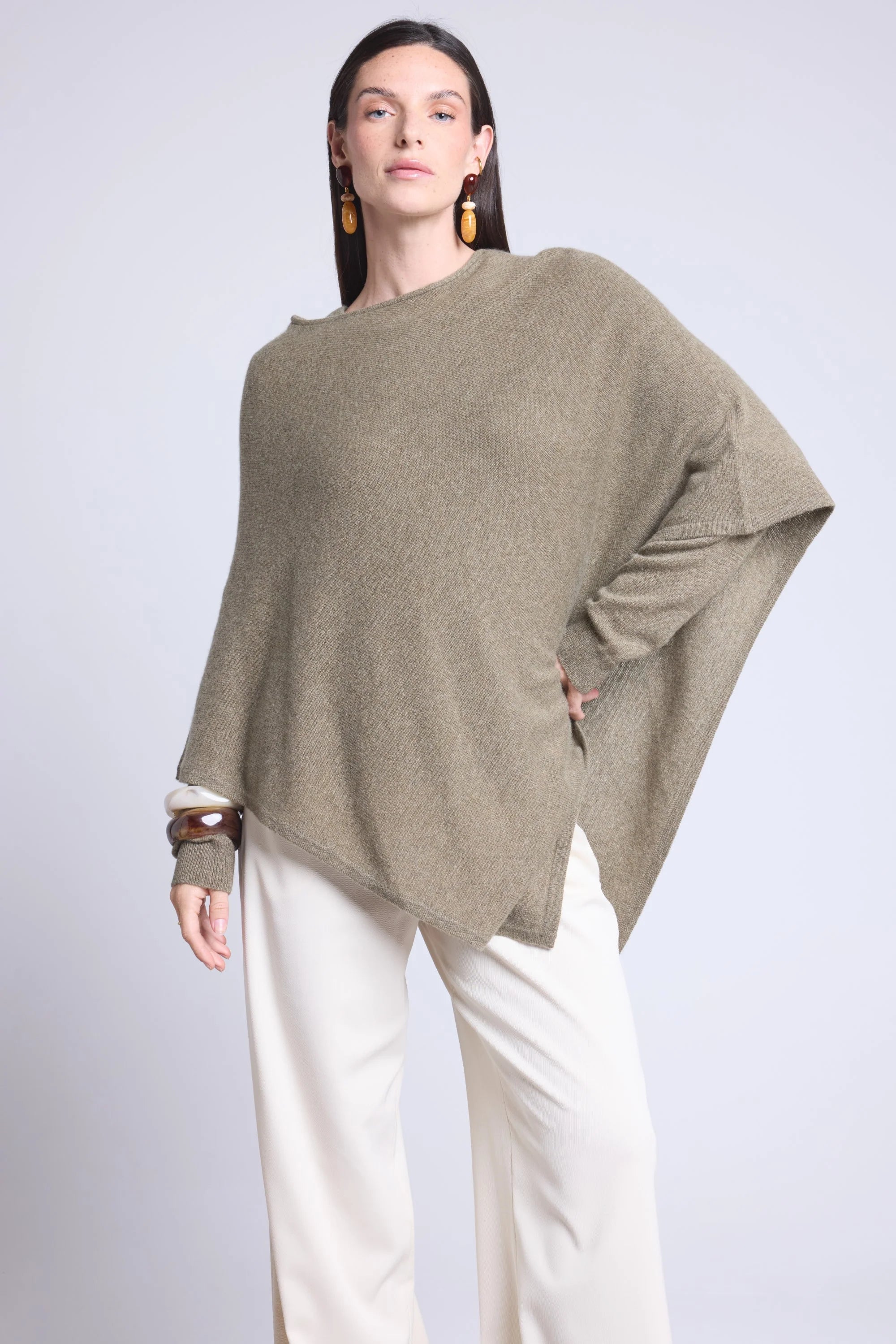 Isadora Cape Poncho - Khaki Green - Women