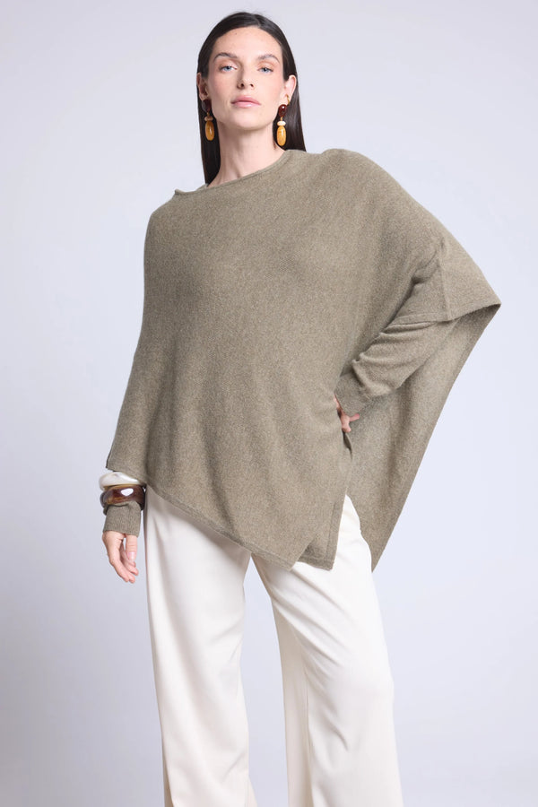Capa poncho Isadora - Verde caqui - Mujer - 100% Cachemira