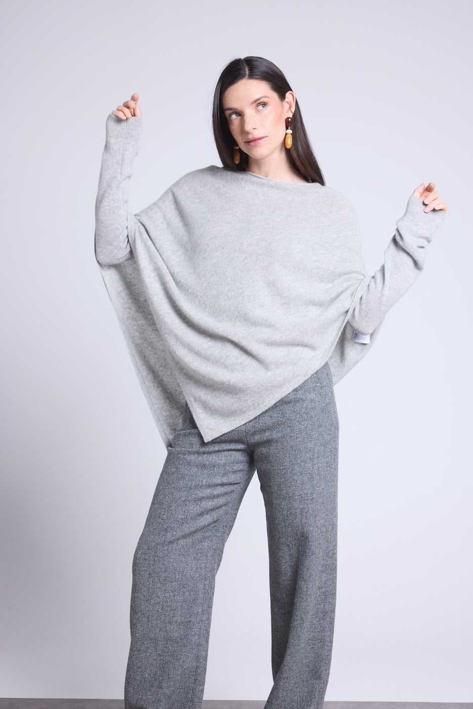 Capa poncho Isadora - Gris claro - Mujer