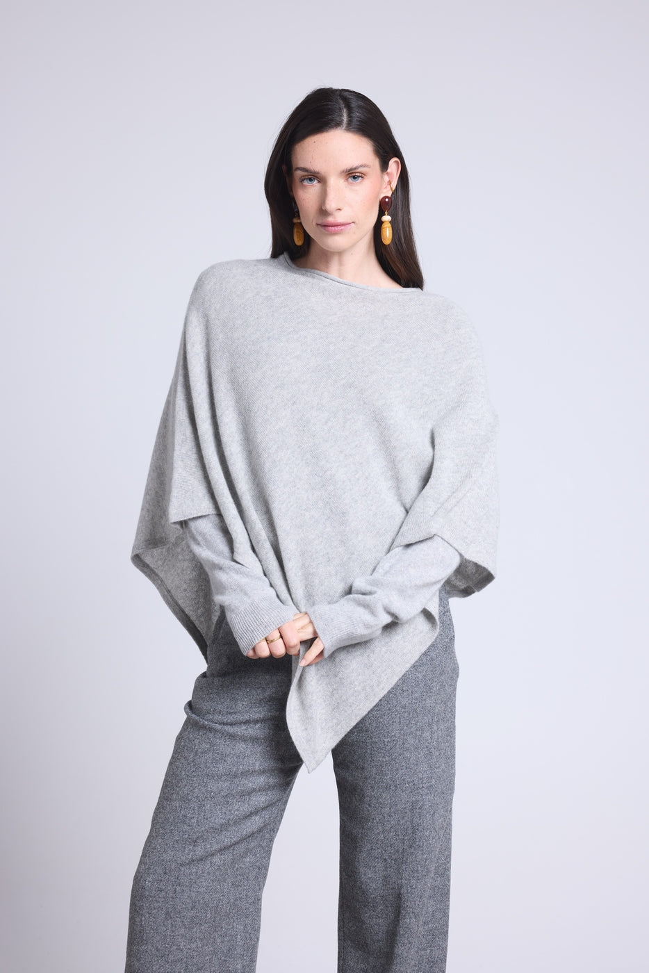 Capa poncho Isadora - Gris claro - Mujer