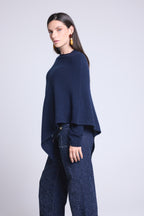 Cape Poncho Isadora - Bleu Marine - Femme