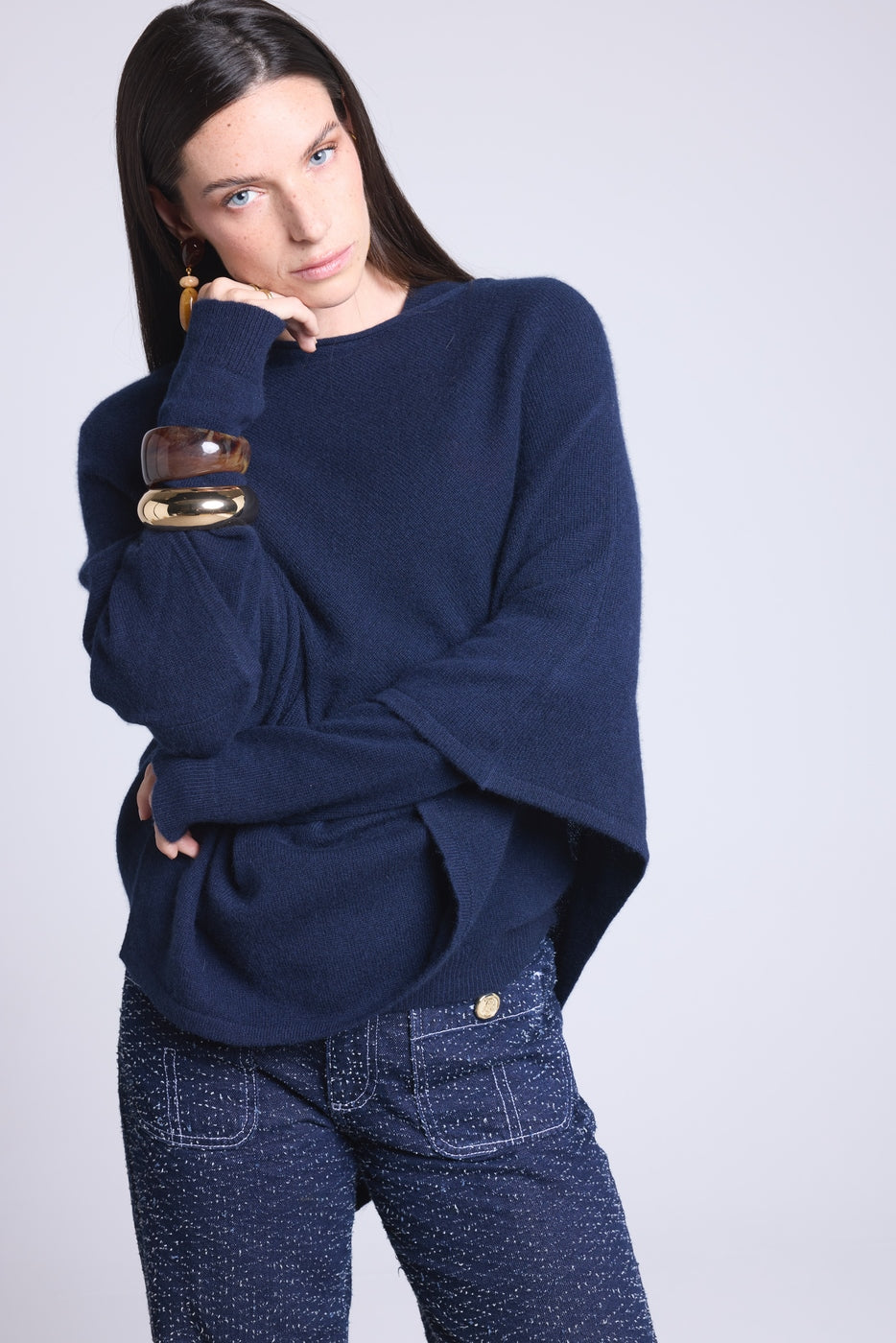 Cape Poncho Isadora - Bleu Marine - Femme