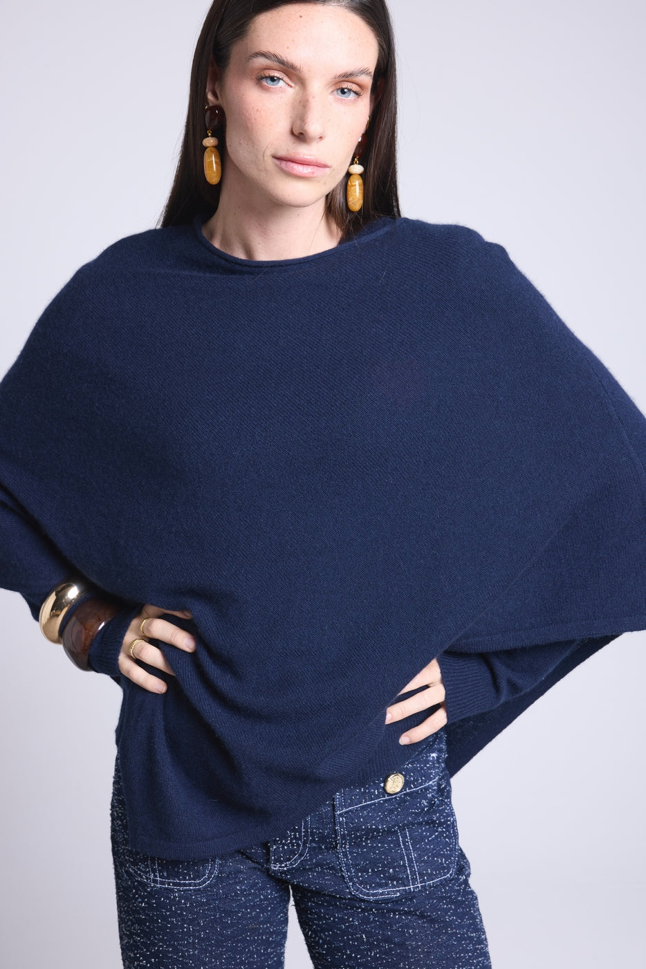 Cape Poncho Isadora - Bleu Marine - Femme