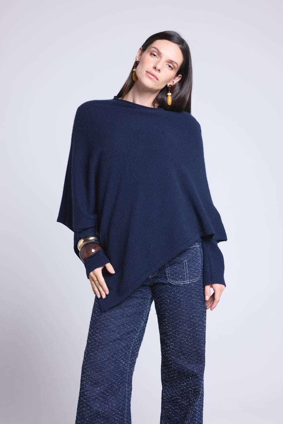Cape Poncho Isadora - Bleu Marine - Femme