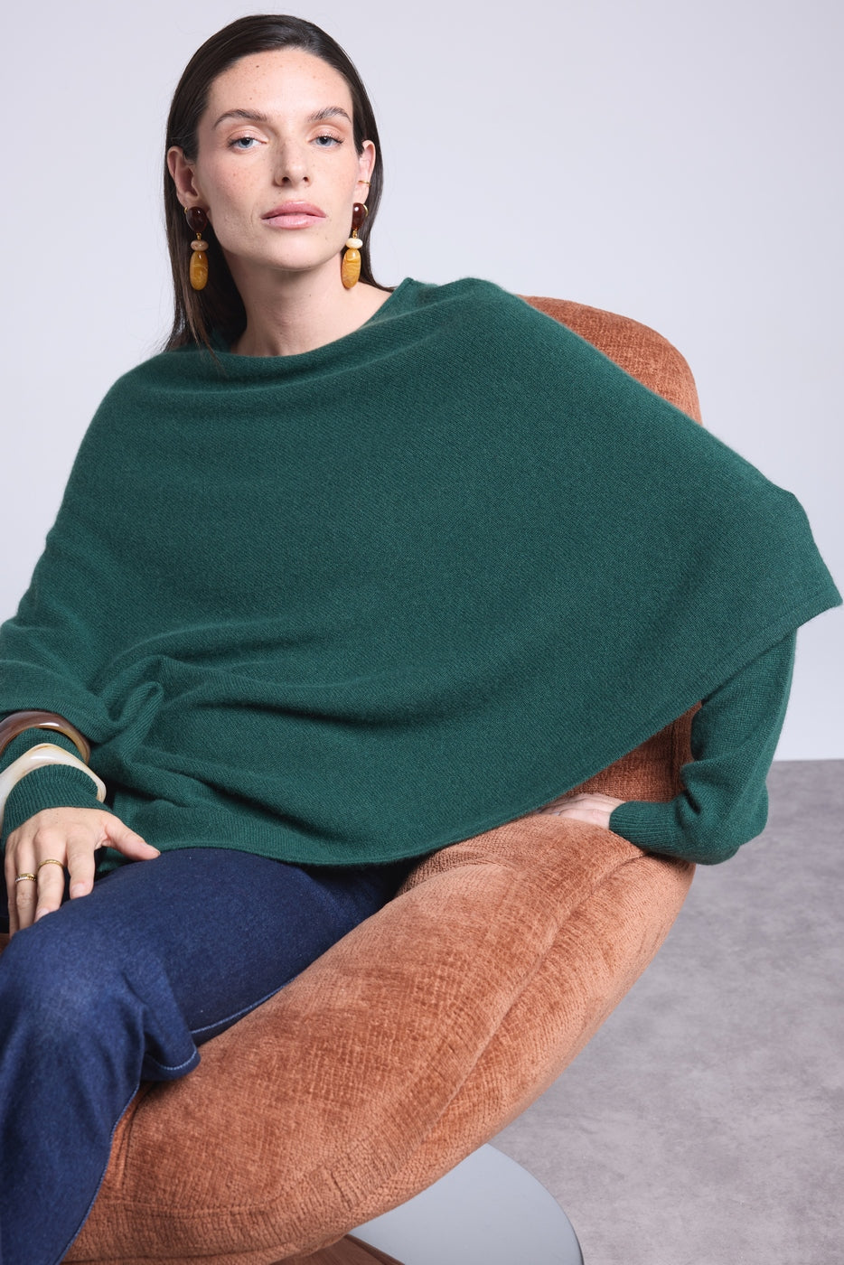 Isadora Poncho Cape - Bottle Green - Women