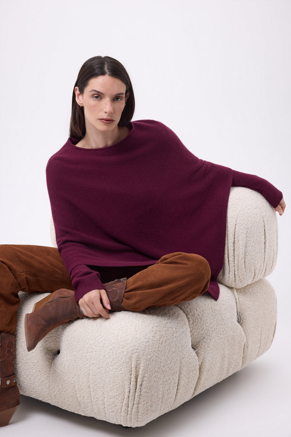Capa Poncho Isadora - Lías de vino - Mujer