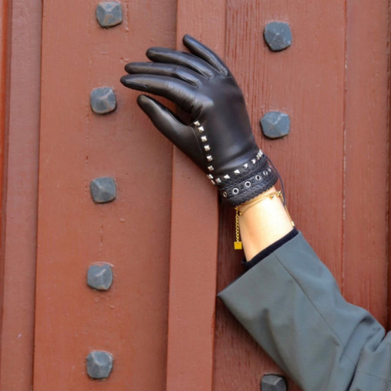 Gants Isaure Cuir Doublés Alpaga - Noir Tactile - Femme
