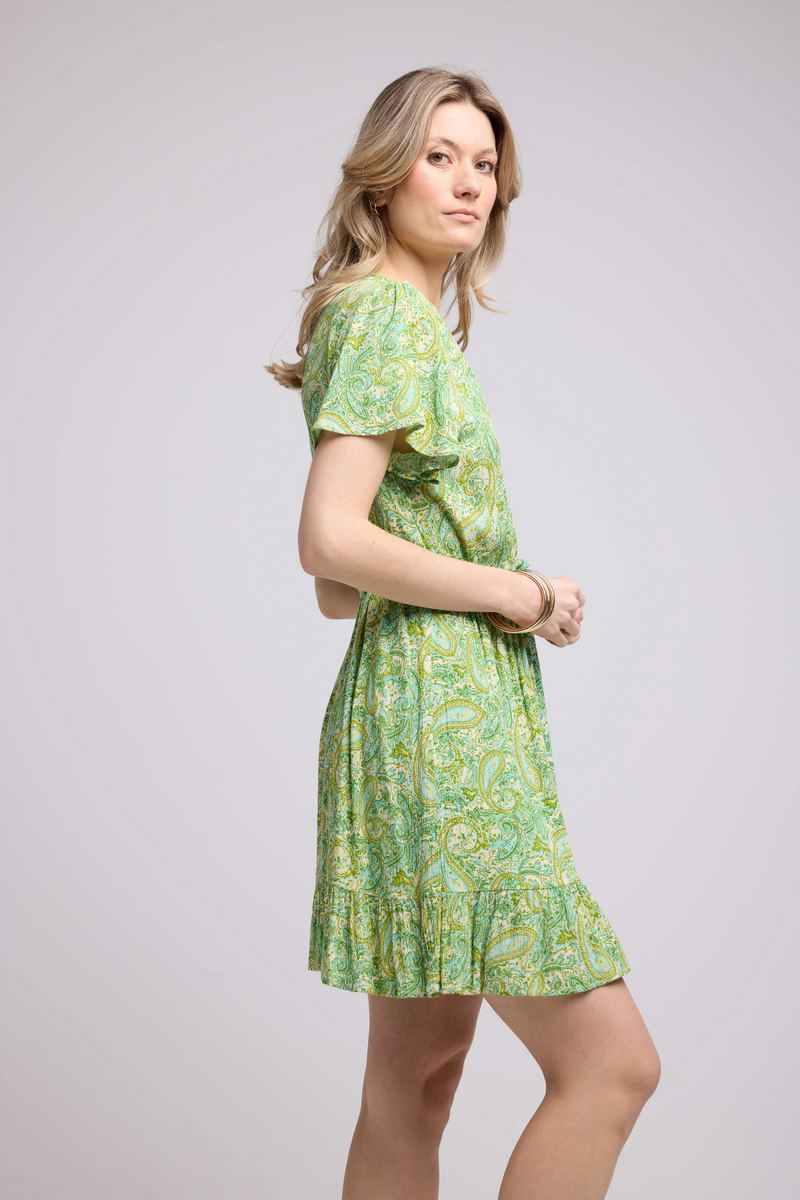 Robe Courte Manches Courtes - Vert