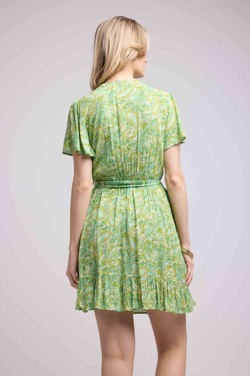 Robe Courte Manches Courtes - Vert