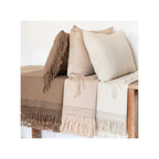 Wool Throw with Macramé Details - Isia - Powder