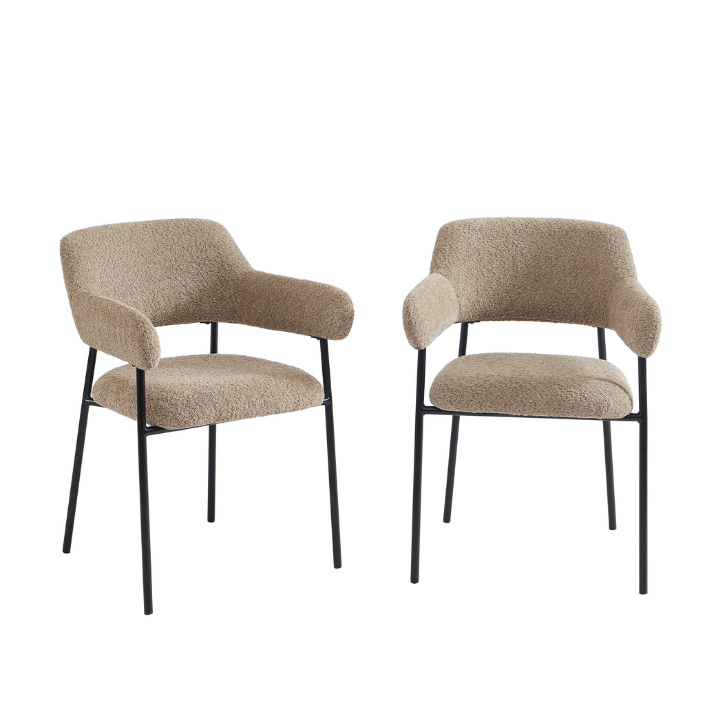 Ivan - Set of 2 Dining Armchairs - Brown Fabric