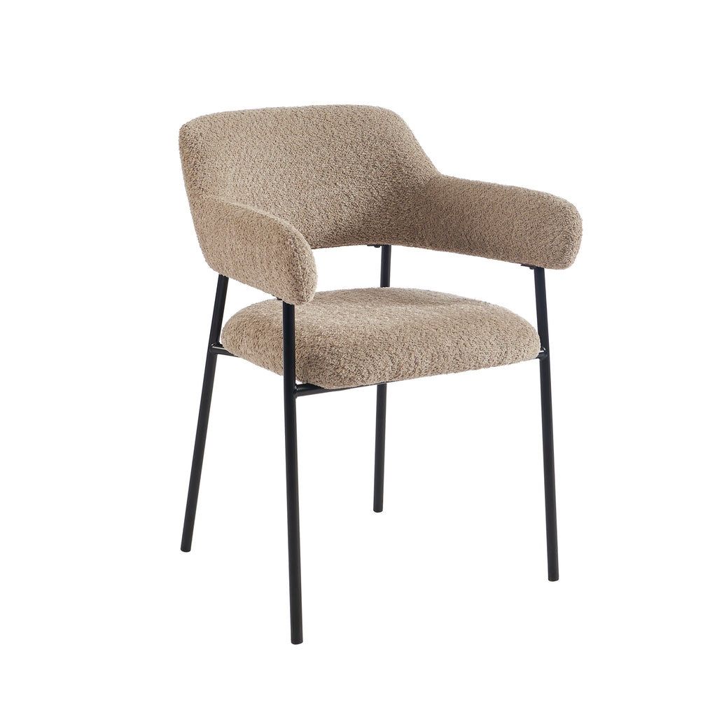 Ivan - Set of 2 Dining Armchairs - Brown Fabric
