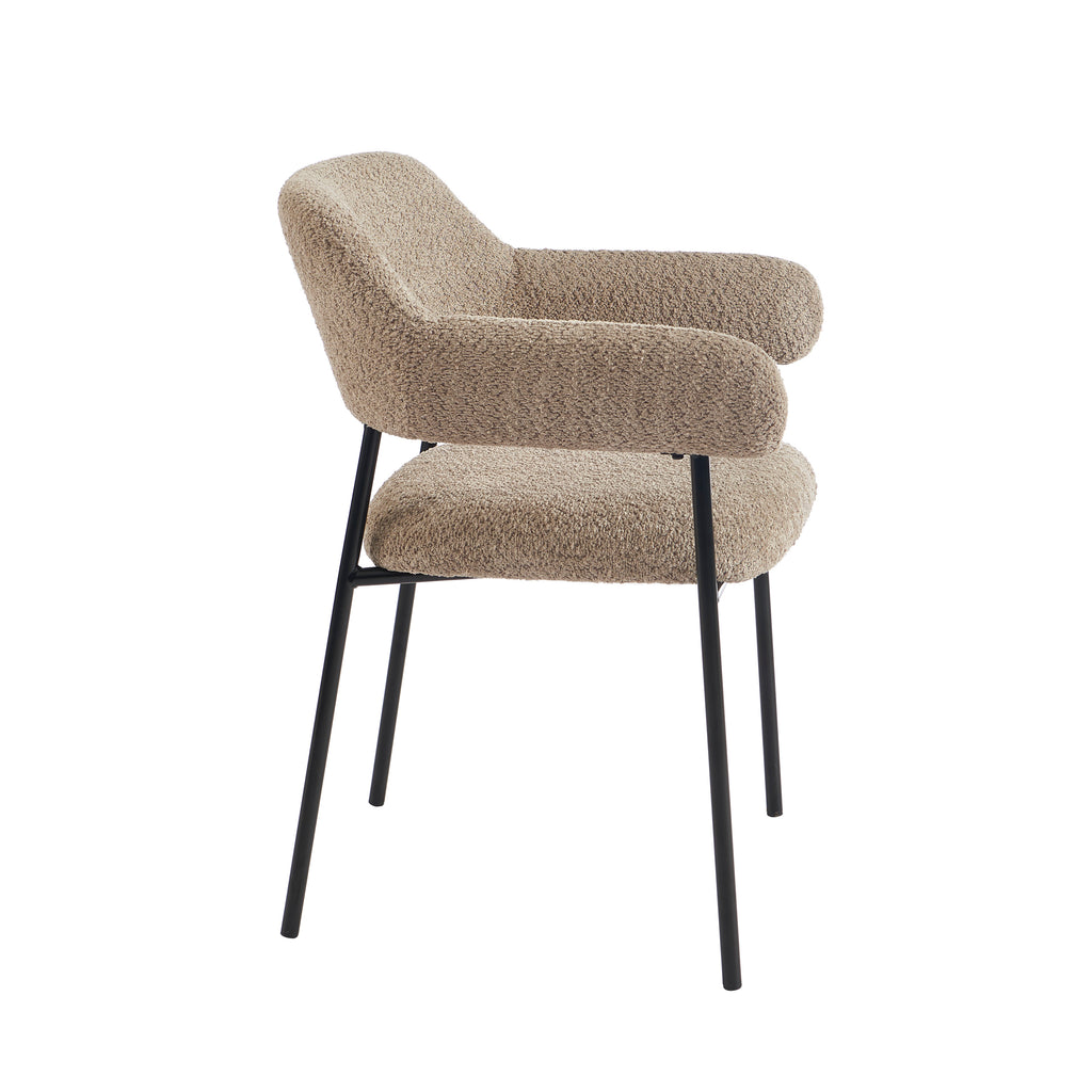Ivan - Set of 2 Dining Armchairs - Brown Fabric