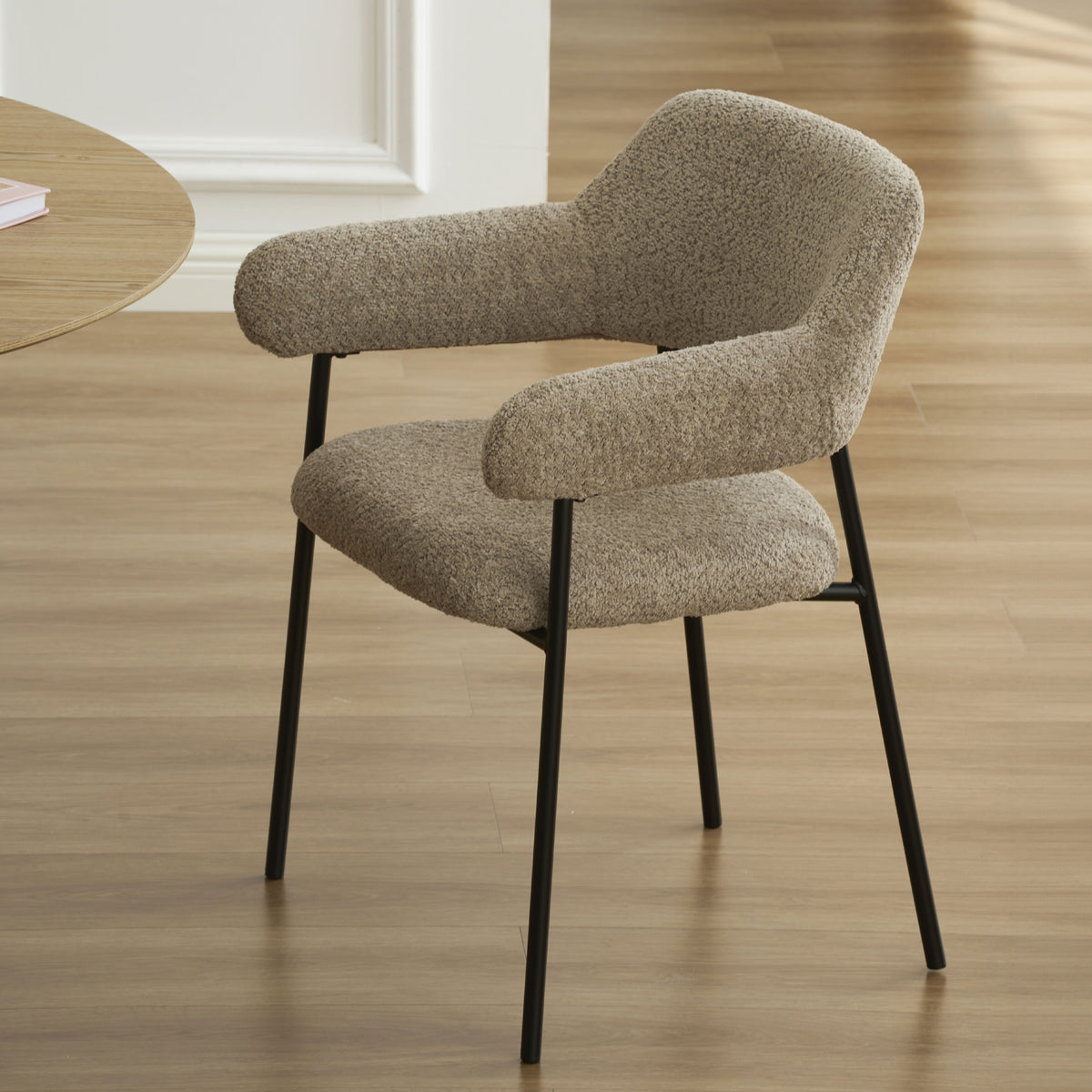 Ivan - Set of 2 Dining Armchairs - Brown Fabric