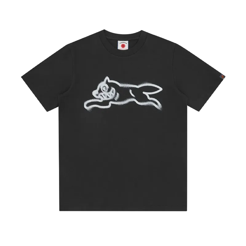 Ice Cream - Spray Paint Running Dog T-Shirt Black