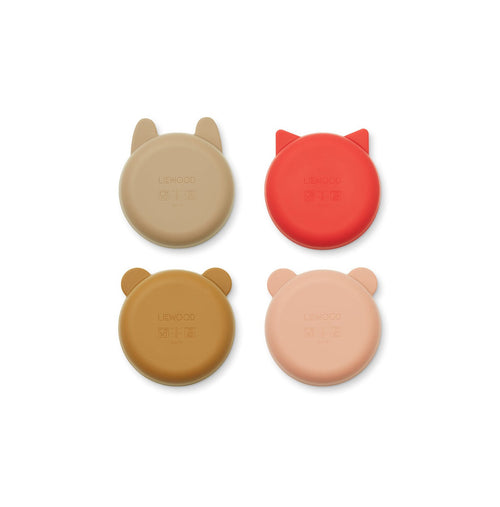 Bol En Silicone Mignon - Lot De 4 Iggy - Apple Red / Tuscany Rose Multi Mix