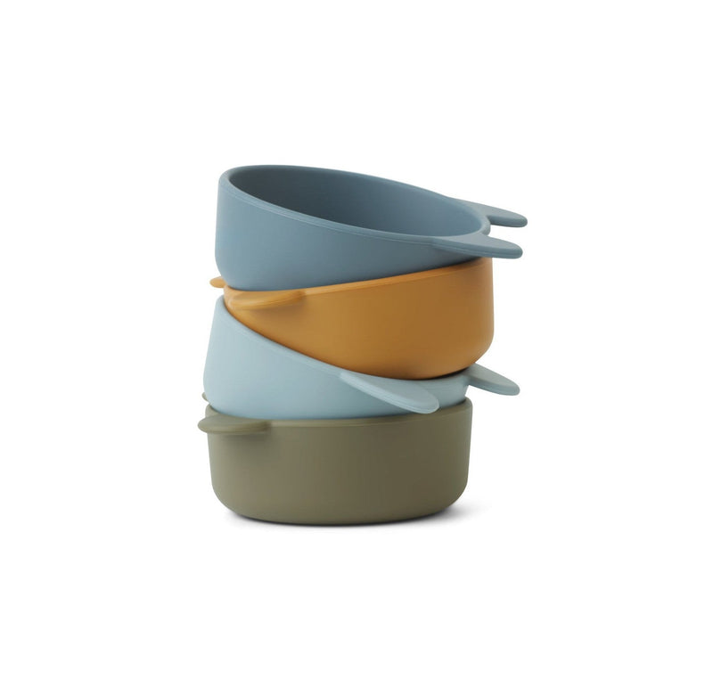 Bol En Silicone Mignon - Lot De 4 Iggy - Golden Caramel / Blue Multi Mix
