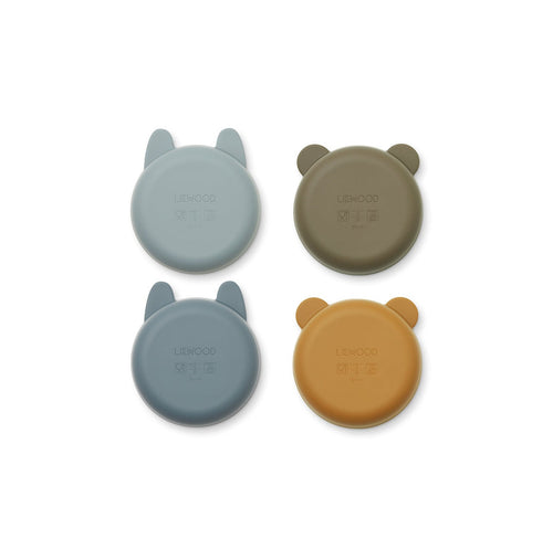 Bol En Silicone Mignon - Lot De 4 Iggy - Golden Caramel / Blue Multi Mix