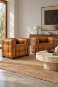 Poltrone cubiche in pelle - marrone