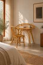 Bureau En Rotin Et Sa Chaise - Bois