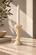 Candeliere A Candelabro In Resina Effetto Alabastro Vintage - Beige