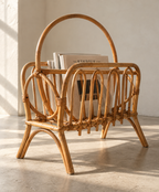 Portariviste Vintage In Rattan - Legno
