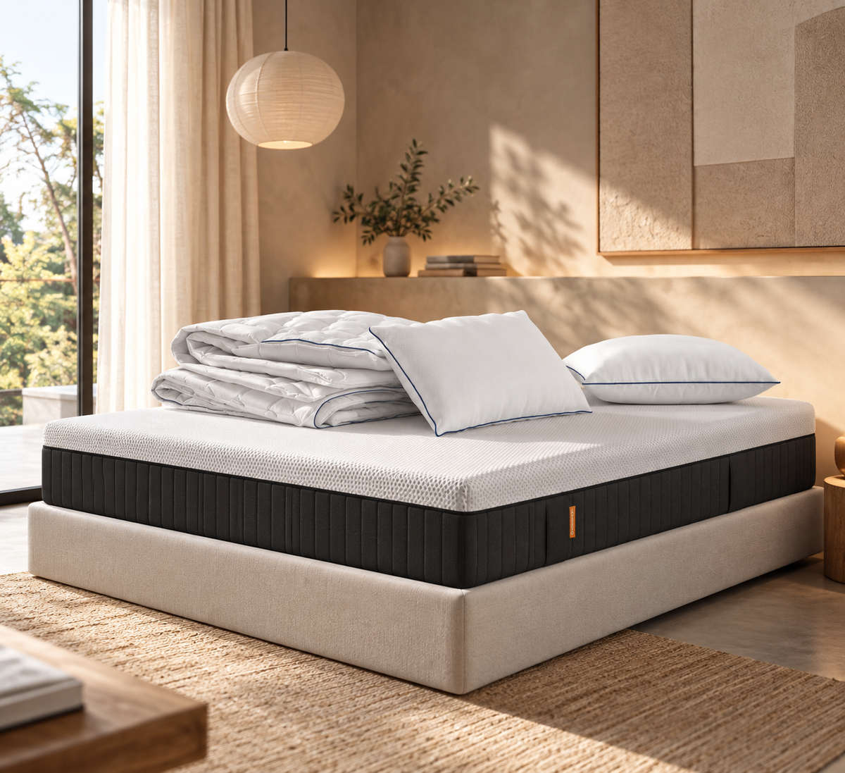 Epchl - Set - Materasso Original Lite + Cuscino/i Original Comfort + Piumone Primavera e Autunno Emma - Bianco