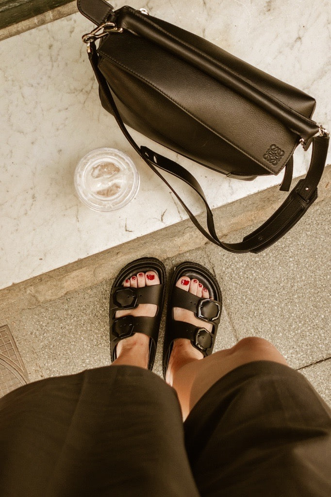 Sandalias Galia de cuero negro