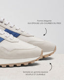 Sneakers Alexis Mujer - Piel y Gamuza Beige y Azul