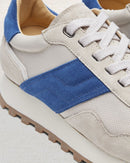 Sneakers Alexis Mujer - Piel y Gamuza Beige y Azul