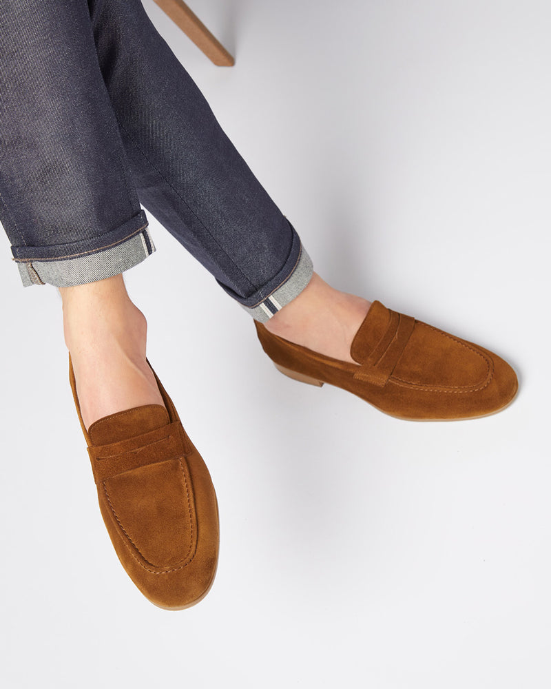 Penny Loafer Flex Antoine - Daim Tabac - Semelle Gomme - Homme