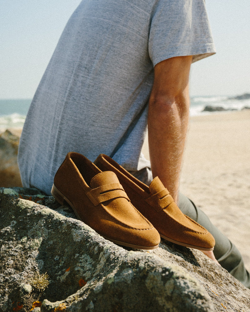 Penny Loafer Flex Antoine - Gamuza tabaco - Suela de caucho - Hombre