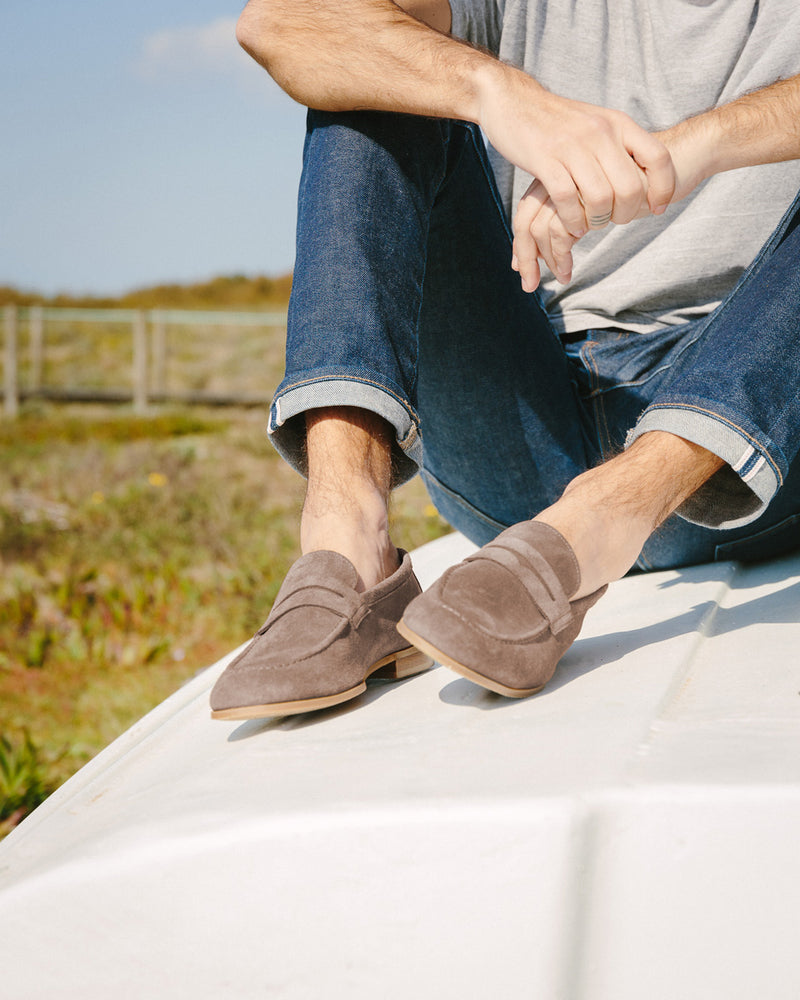 Penny Loafer Flex Antoine - Daim Taupe - Semelle Gomme - Homme