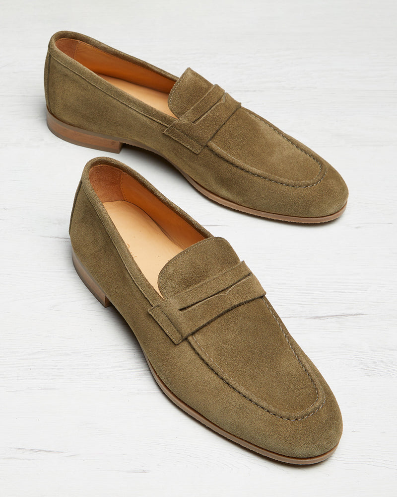 Penny Loafer Flex Antoine - Daim Vert Olive - Semelle Gomme - Homme