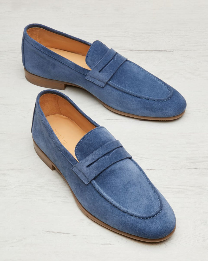 Penny Loafer Flex Antoine - Daim Bleu Ciel - Semelle Gomme - Homme