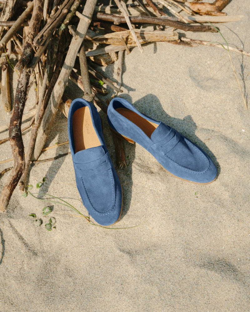 Penny Loafer Flex Antoine - Gamuza azul cielo - Suela de caucho - Hombre