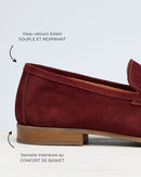 Penny Loafer Flex Antoine - Ante burdeos - Suela de caucho - Hombre