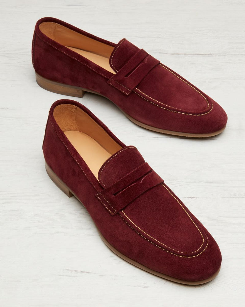 Penny Loafer Flex Antoine - Ante burdeos - Suela de caucho - Hombre