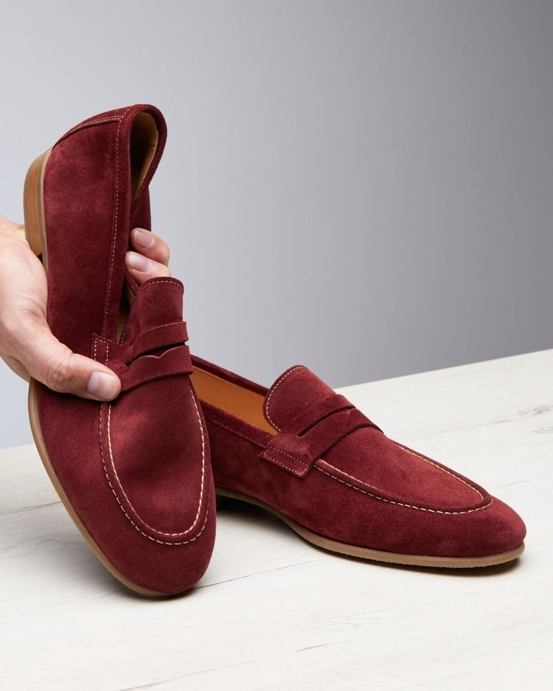 Penny Loafer Flex Antoine - Ante burdeos - Suela de caucho - Hombre