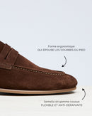 Penny Loafer Flex Antoine - Daim Marron - Semelle Gomme - Homme