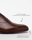 Richelieu - Empeigne Unie Armand - Cuir Chocolat - Semelle Cuir - Homme