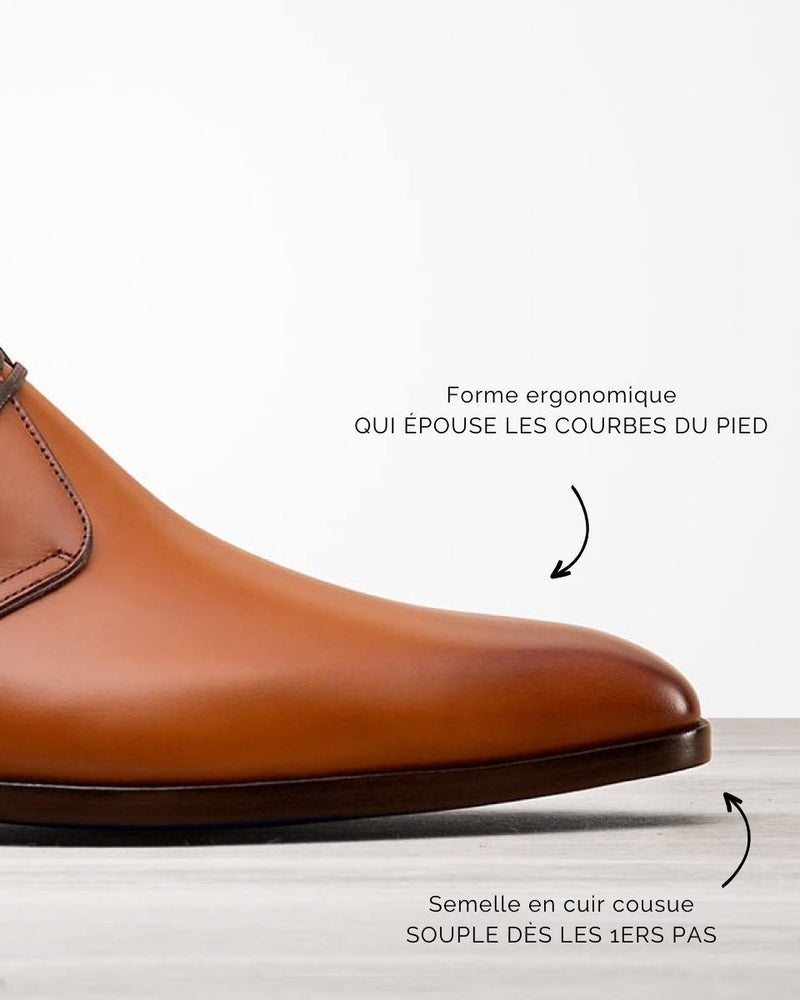 Chukka Gabin - Cuir Fauve - Semelle Cuir - Homme