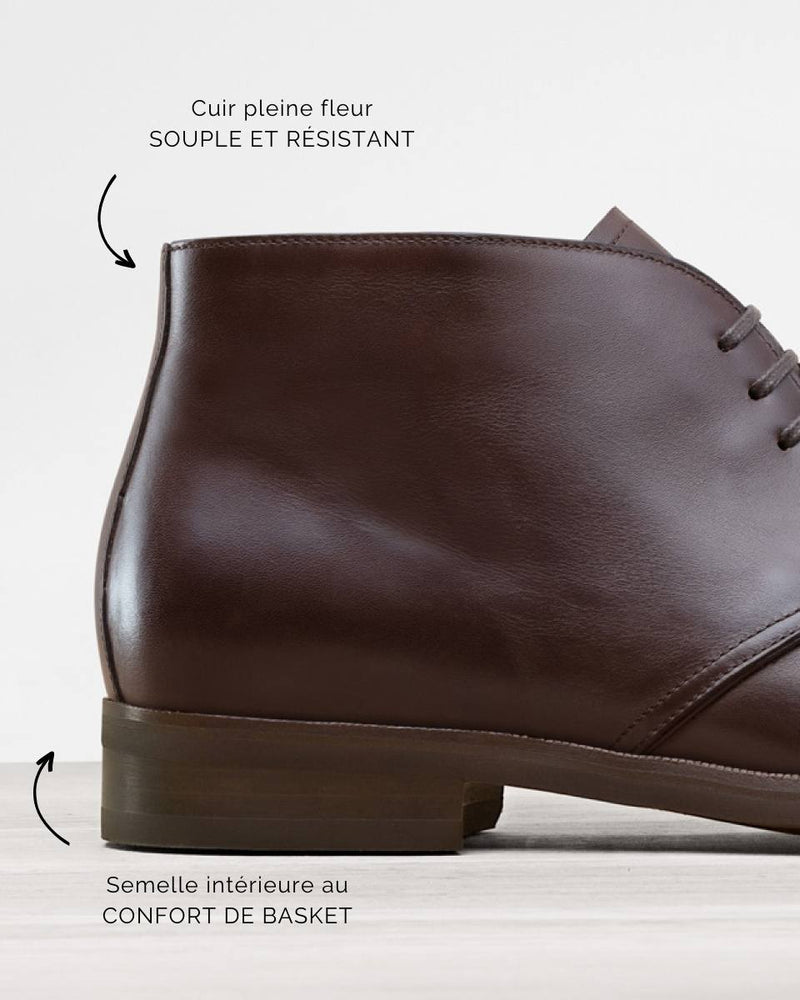 Chukka Gabin - Cuir Chocolat - Semelle Gomme - Homme