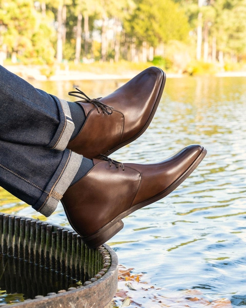 Chukka Gabin - Cuir Chocolat - Semelle Gomme - Homme