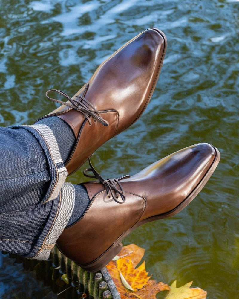 Chukka Gabin - Cuir Chocolat - Semelle Gomme - Homme